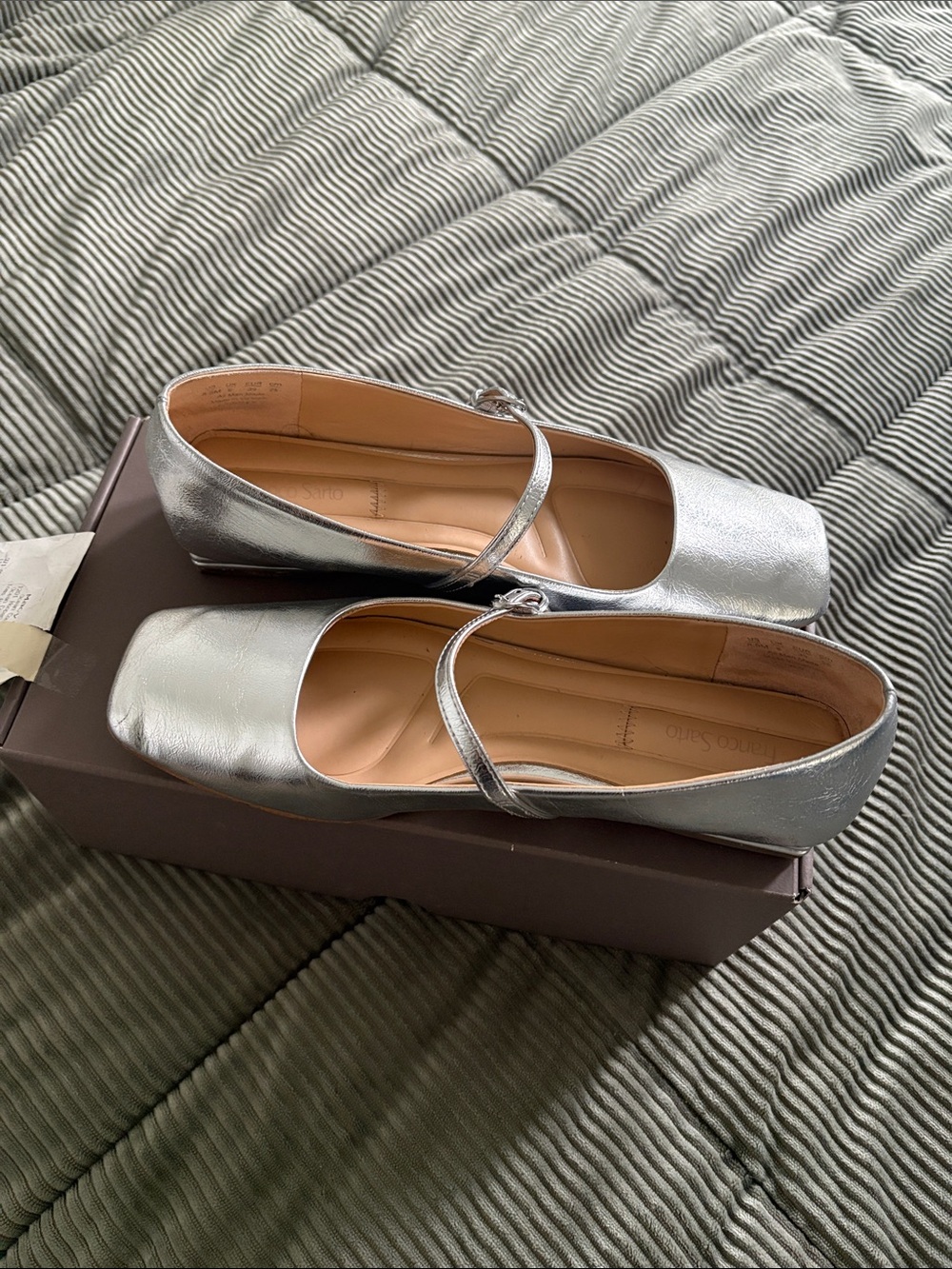 Franco Sarto Metallic Silver Mary Jane Flats